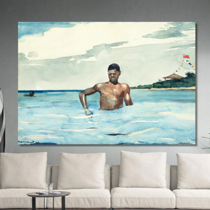 Der Badende Winslow Homer drucken auf leinwand