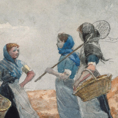 Trois Filles De Pêcheur Tynemouth Winslow Homer tableau impression sur toile