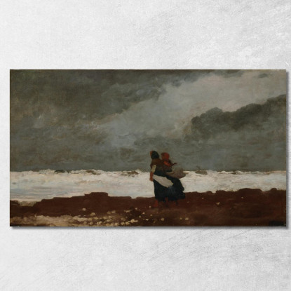 Due Figure In Riva Al Mare Winslow Homer quadro stampato su tela