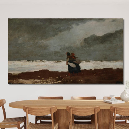 Due Figure In Riva Al Mare Winslow Homer quadro stampato su tela