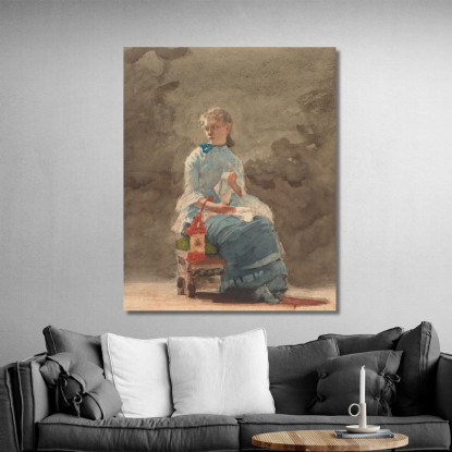 Junge Frau Beim Nähen Winslow Homer drucken auf leinwand