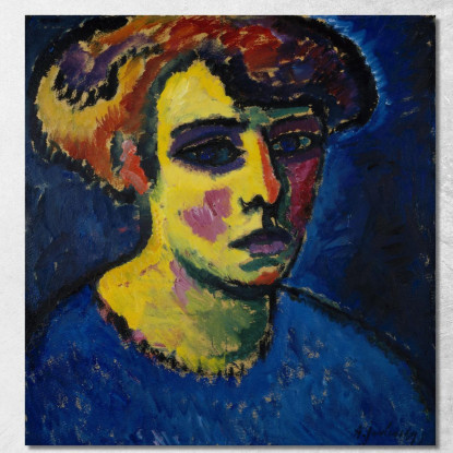 Frauenkopf Testa Di Donna Alexej von Jawlensky avj29 quadro stampato su tela