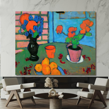 Natura Morta Con Fiori E Arance Alexej von Jawlensky avj101 quadro stampato su tela