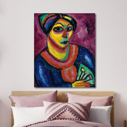 Donna Con Un Ventilatore Verde Alexej von Jawlensky avj131 quadro stampato su tela