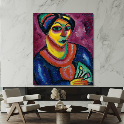 Donna Con Un Ventilatore Verde Alexej von Jawlensky avj131 quadro stampato su tela