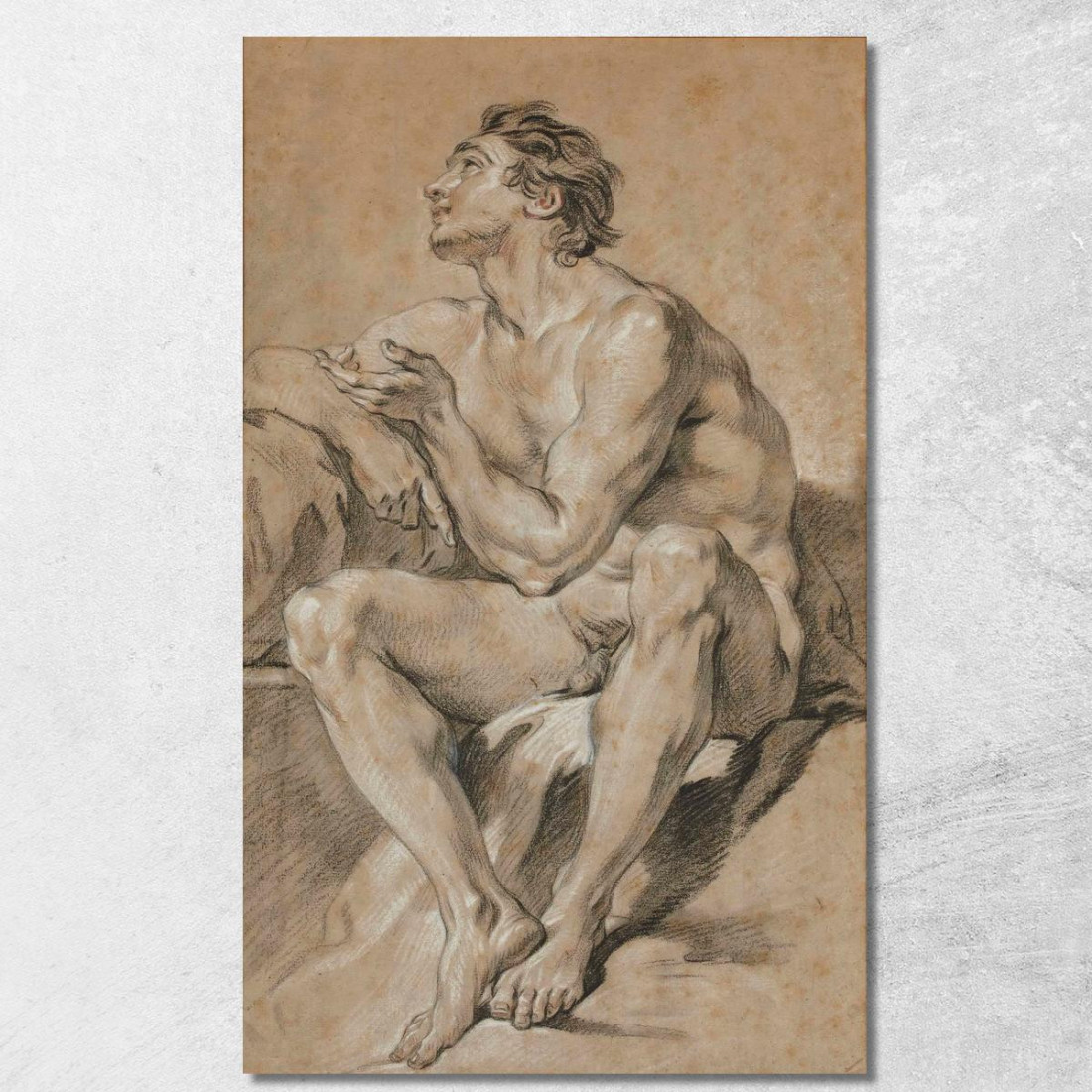 Accademia Di Uomo Nudo Seduto Che Rappresenta Marte François Boucher fbc6 quadro stampato su tela