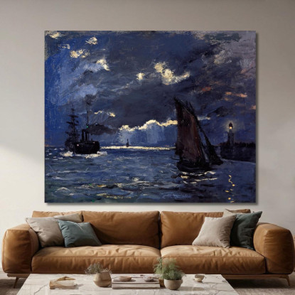 Un Paesaggio Marino Spedizione Al Chiaro Di Luna Claude Monet mnt150 quadro stampato su tela