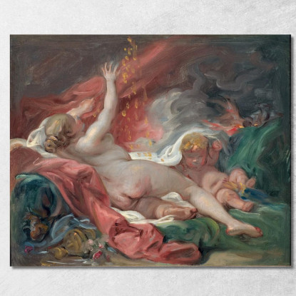 Danae E La Pioggia D'Oro. Studio François Boucher fbc25 quadro stampato su tela