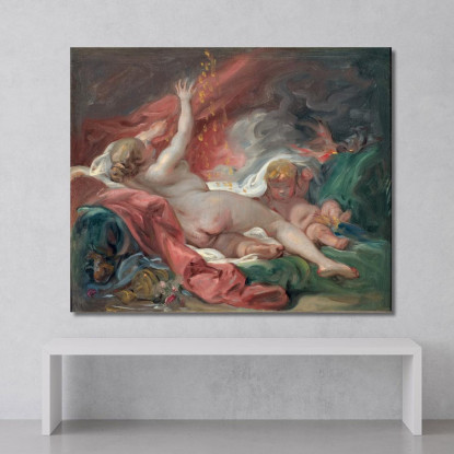 Danae E La Pioggia D'Oro. Studio François Boucher fbc25 quadro stampato su tela