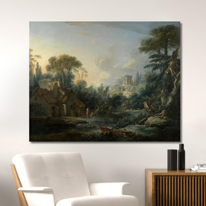 Paesaggio Con Mulino Ad Acqua François Boucher fbc43 quadro stampato su tela
