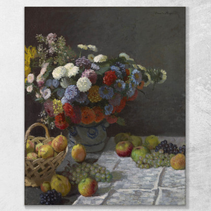 Natura Morta Con Fiori E Frutta 1869 Claude Monet mnt155 quadro stampato su tela