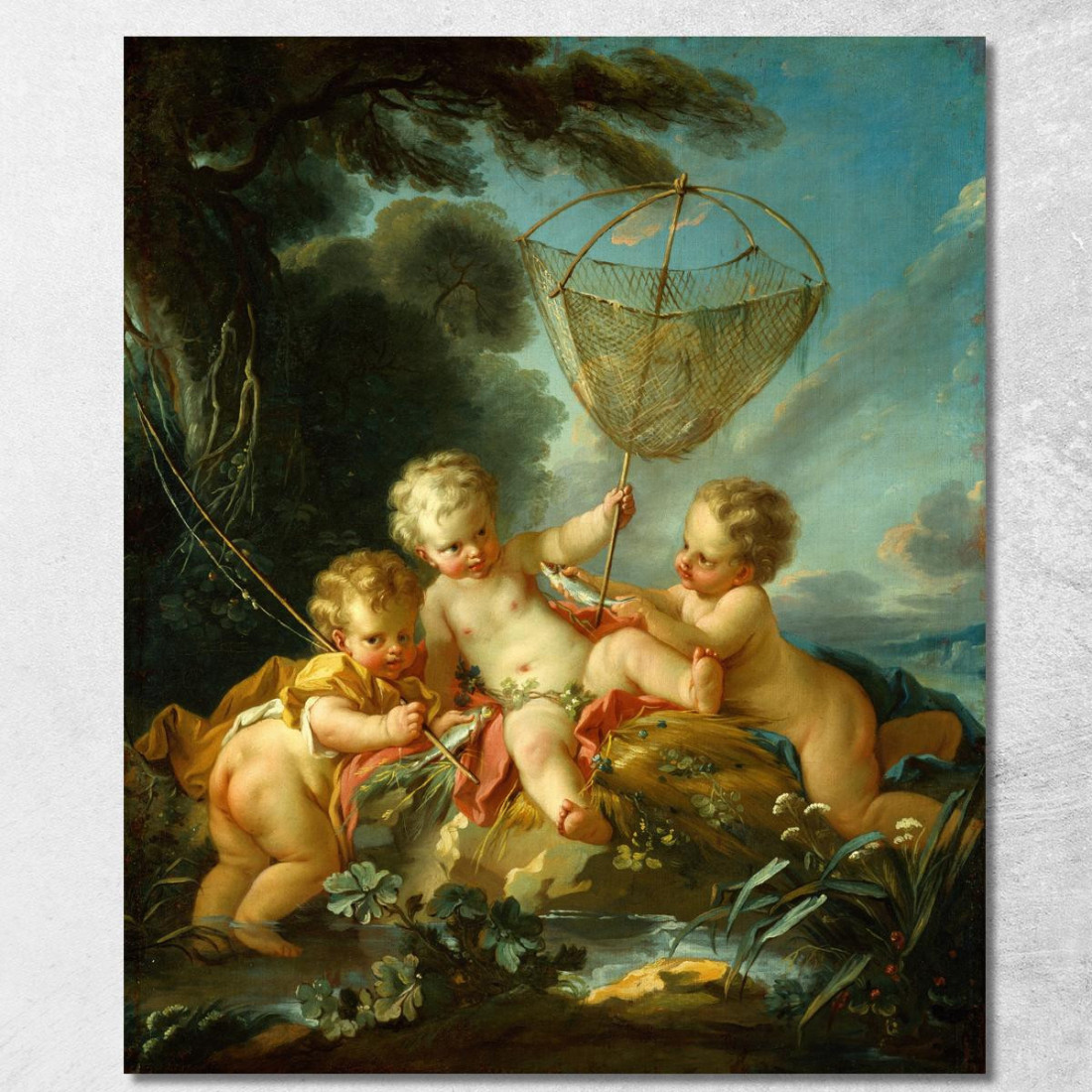 Putti Come Pescatore François Boucher fbc71 quadro stampato su tela Putti Come Pescatore François Boucher fbc71 quadro stampato su tela