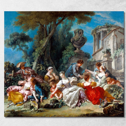 Gli Acchiappa-Uccelli François Boucher fbc85 quadro stampato su tela