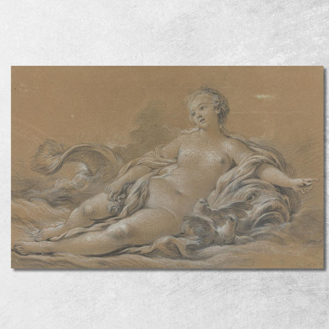 Venere Sdraiata Su Un Delfino François Boucher fbc110 quadro stampato su tela Venere Sdraiata Su Un Delfino François Boucher fbc110 quadro stampato su tela