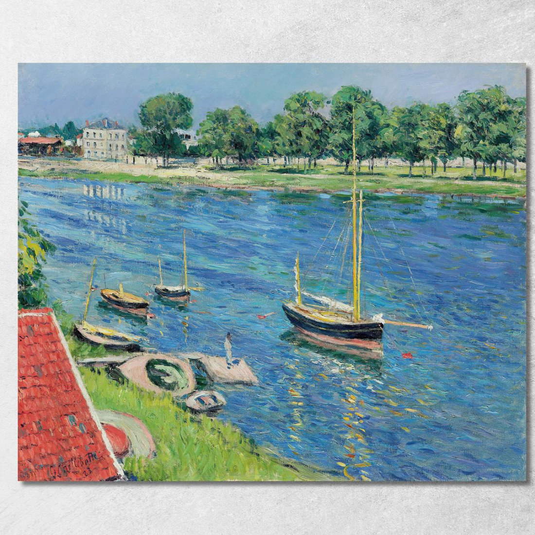 La Senna Ad Argenteuil Barche All'Ancora Gustave Caillebotte gcl8 quadro stampato su tela La Senna Ad Argenteuil Barche All'Ancora Gustave Caillebotte gcl8 quadro stampato su tela