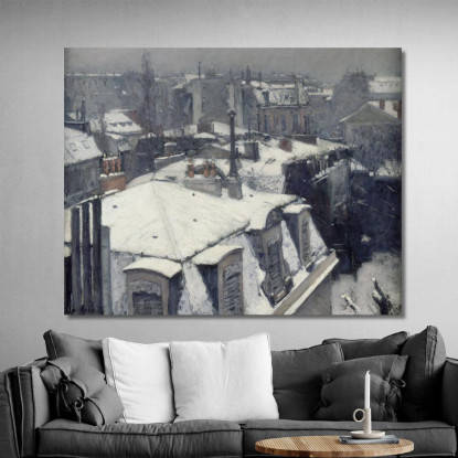 Tetti Nell'Effetto Neve Neve Gustave Caillebotte gcl25 quadro stampato su tela