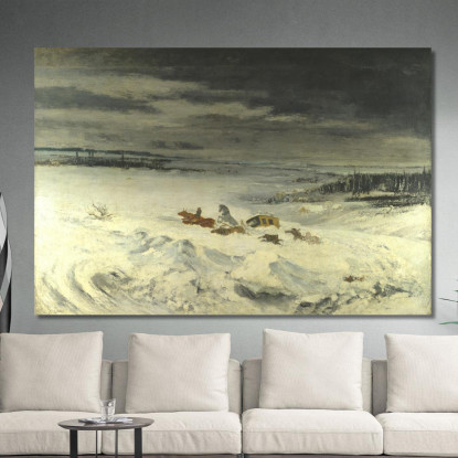 La Diligenza Nella Neve Gustave Courbet cg4 quadro stampato su tela