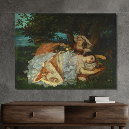 Giovani Donne Sulla Riva Della Senna Gustave Courbet cg5 quadro stampato su tela