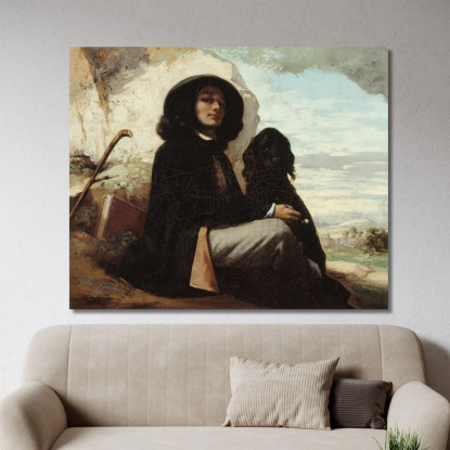 Autoritratto Detto Courbet Con Un Cane Nero Gustave Courbet cg36 quadro stampato su tela