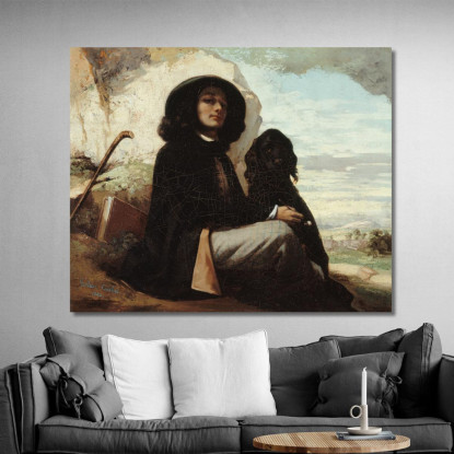 Autoritratto Detto Courbet Con Un Cane Nero Gustave Courbet cg36 quadro stampato su tela