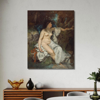 Bagnante Che Dorme Vicino A Un Ruscello Gustave Courbet cg39 quadro stampato su tela
