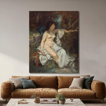 Bagnante Che Dorme Vicino A Un Ruscello Gustave Courbet cg39 quadro stampato su tela