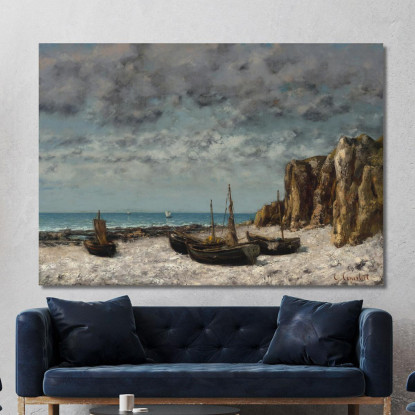 Barche Su Una Spiaggiaetretat Gustave Courbet cg44 quadro stampato su tela