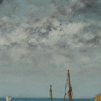 Barche Su Una Spiaggiaetretat Gustave Courbet cg44 quadro stampato su tela