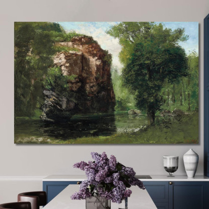 Bordi Della Loue Con Rocce A Sinistra Gustave Courbet cg45 quadro stampato su tela