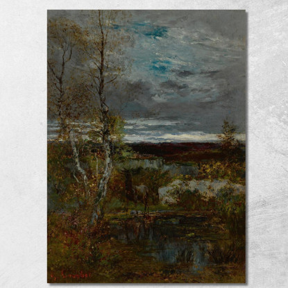 Cervi A La Mare Fontainebleau Gustave Courbet cg53 quadro stampato su tela