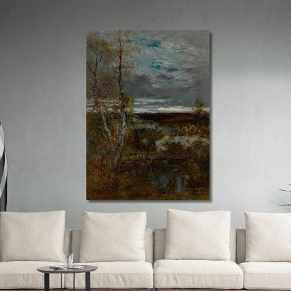 Cervi A La Mare Fontainebleau Gustave Courbet cg53 quadro stampato su tela