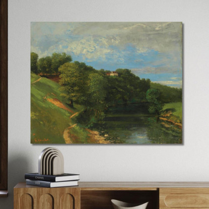 Castello Vicino Al Fiume Gustave Courbet cg55 quadro stampato su tela