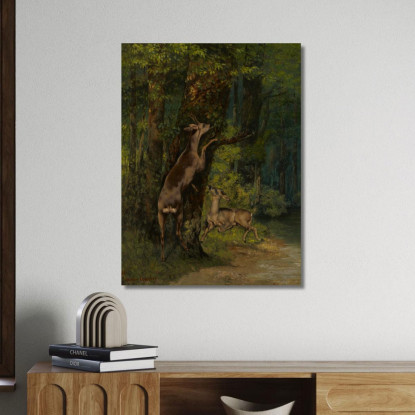 Cervi Nella Foresta Gustave Courbet cg59 quadro stampato su tela