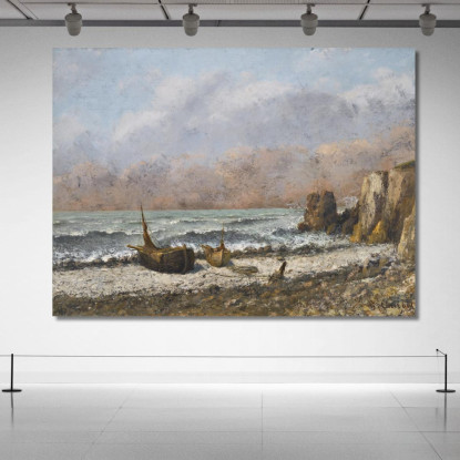 Due Barche Sulla Spiaggia Gustave Courbet cg62 quadro stampato su tela