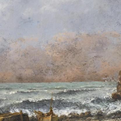Due Barche Sulla Spiaggia Gustave Courbet cg62 quadro stampato su tela