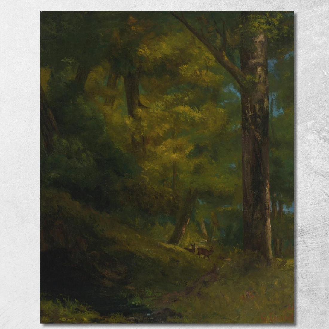 Due Cervi Nella Foresta Gustave Courbet cg63 quadro stampato su tela Due Cervi Nella Foresta Gustave Courbet cg63 quadro stampato su tela