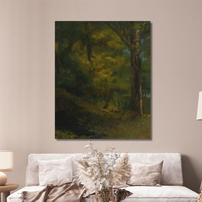 Due Cervi Nella Foresta Gustave Courbet cg63 quadro stampato su tela