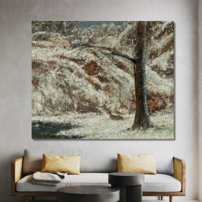 Cervo Nella Neve Nel Bosco Gustave Courbet cg69 quadro stampato su tela