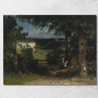 Donna Su Un'Amaca Gustave Courbet cg70 quadro stampato su tela