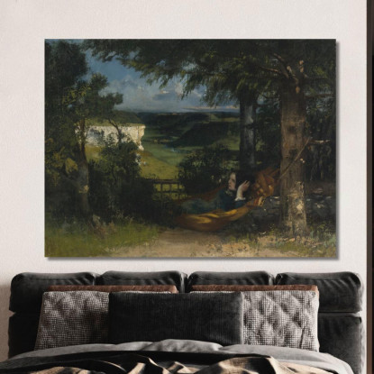 Donna Su Un'Amaca Gustave Courbet cg70 quadro stampato su tela