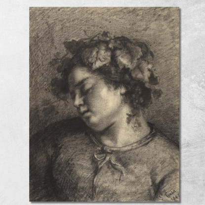 Testa Di Baccante Dormiente Gustave Courbet cg76 quadro stampato su tela