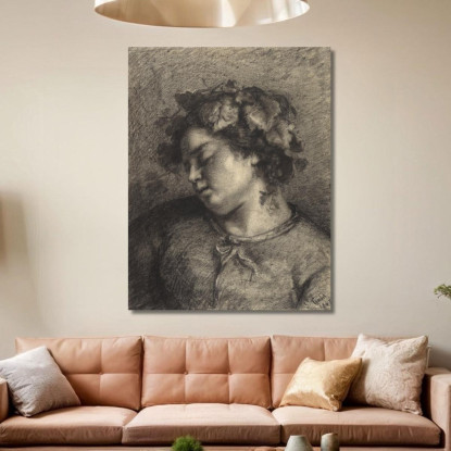 Testa Di Baccante Dormiente Gustave Courbet cg76 quadro stampato su tela