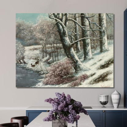 La Foresta In Inverno Gustave Courbet cg85 quadro stampato su tela