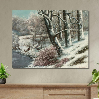 La Foresta In Inverno Gustave Courbet cg85 quadro stampato su tela