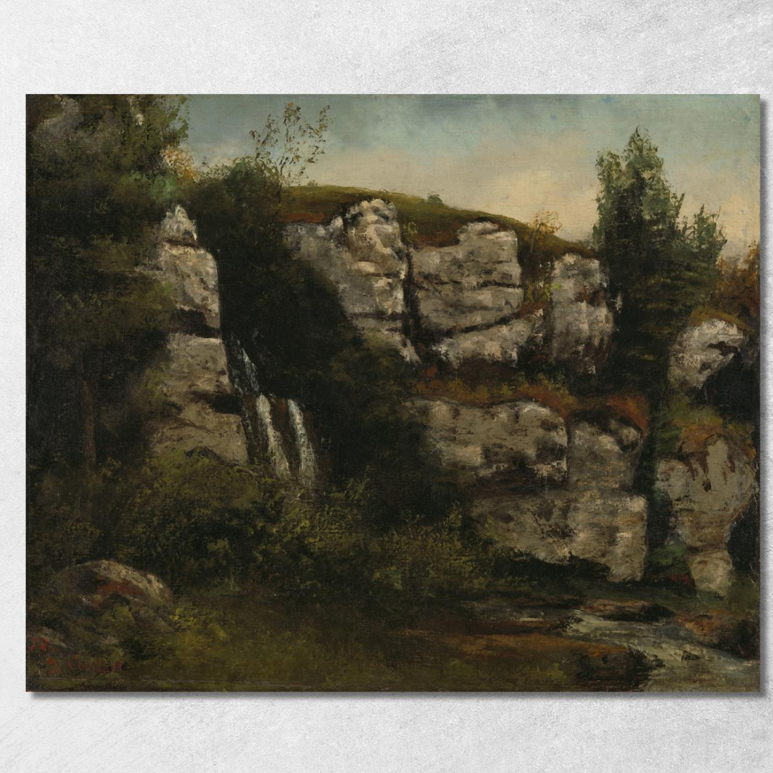 Paesaggio Con Scogliere Rocciose E Una Cascata Gustave Courbet cg94 quadro stampato su tela Paesaggio Con Scogliere Rocciose E Una Cascata Gustave Courbet cg94 quadro stampato su tela