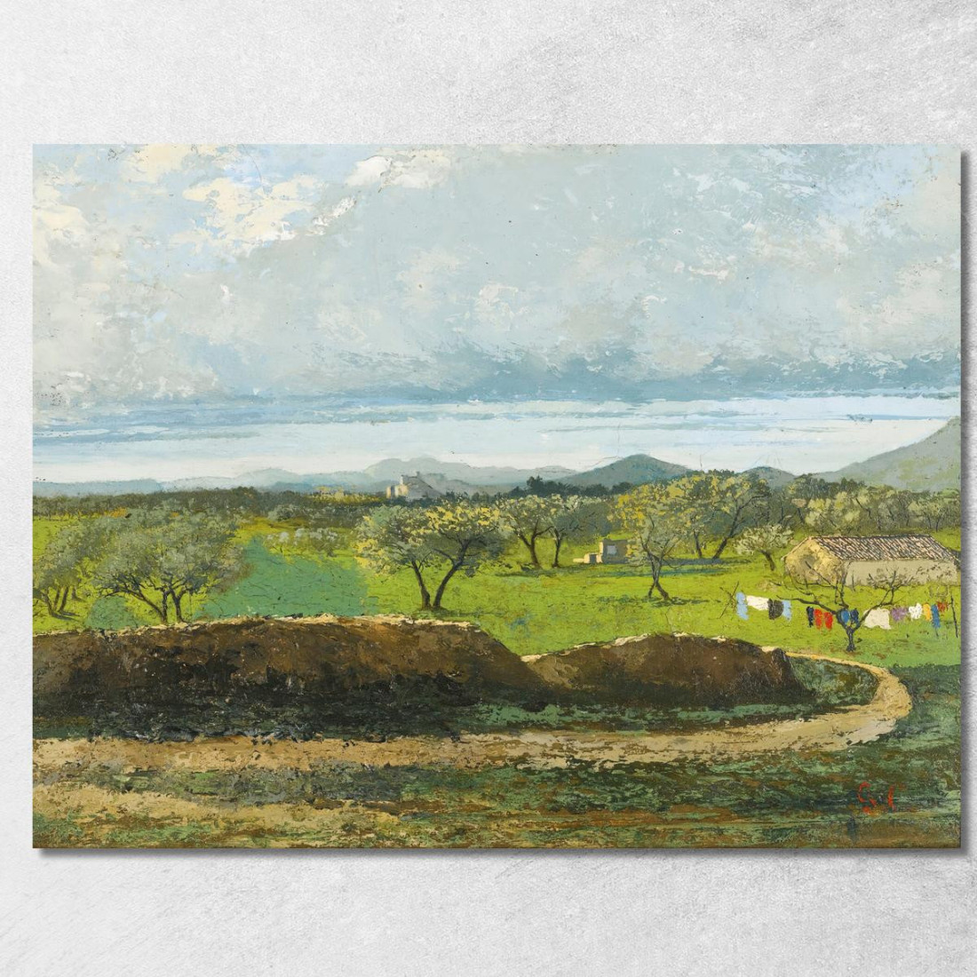 Paesaggio Con Parete E Frutteto Gustave Courbet cg96 quadro stampato su tela Paesaggio Con Parete E Frutteto Gustave Courbet cg96 quadro stampato su tela