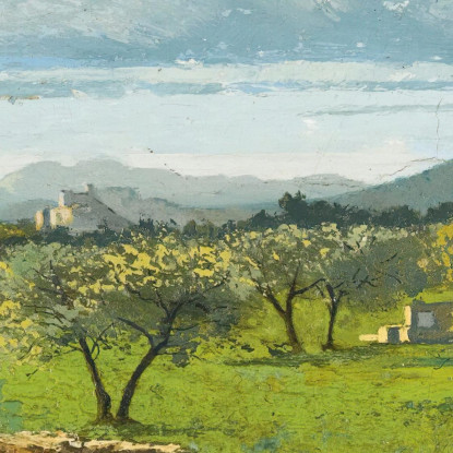 Paesaggio Con Parete E Frutteto Gustave Courbet cg96 quadro stampato su tela