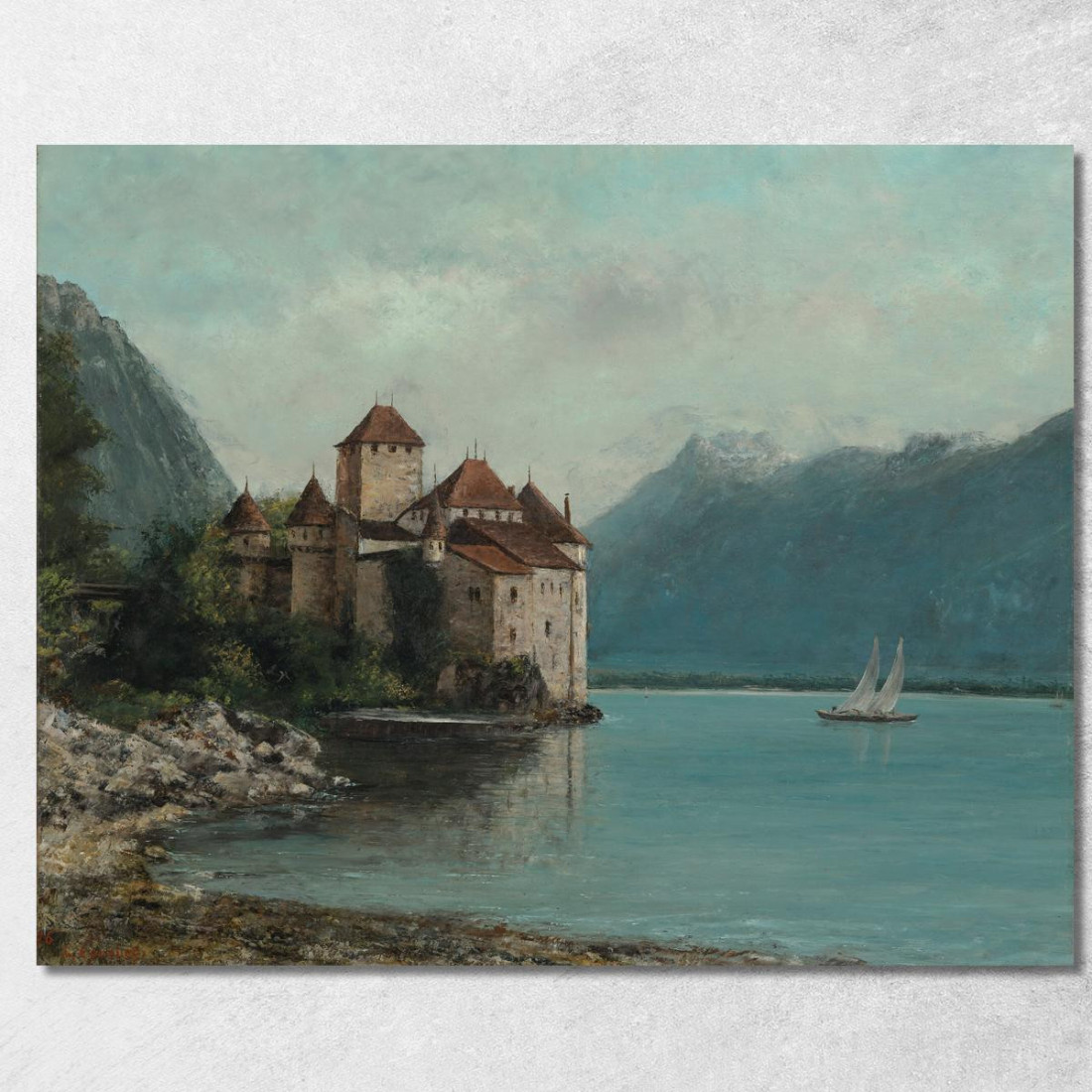 Castello Di Chillon Lago Di Ginevra Gustave Courbet cg99 quadro stampato su tela Castello Di Chillon Lago Di Ginevra Gustave Courbet cg99 quadro stampato su tela