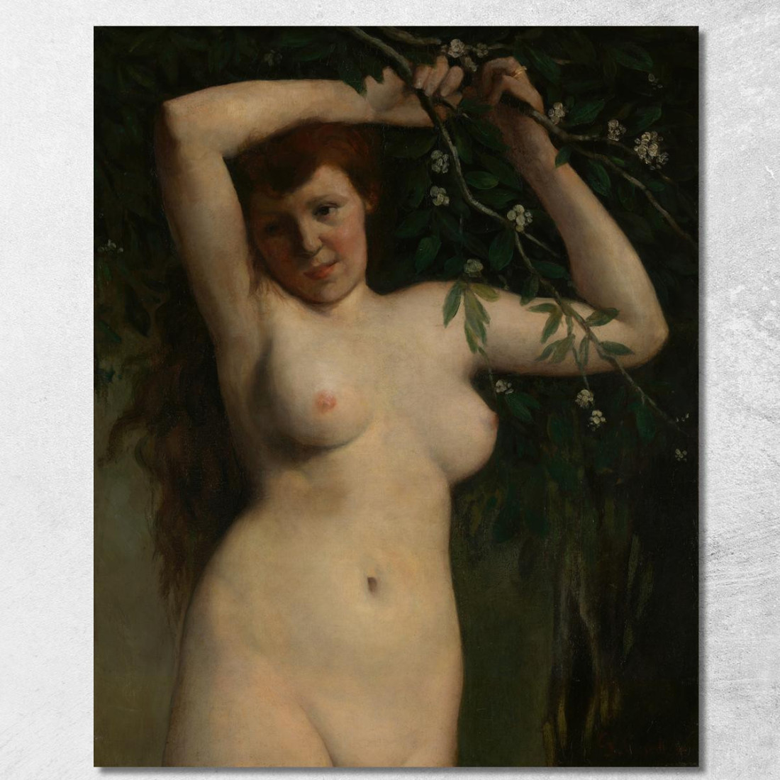 Nudo Con Ramo Fiorito Gustave Courbet cg122 quadro stampato su tela Nudo Con Ramo Fiorito Gustave Courbet cg122 quadro stampato su tela
