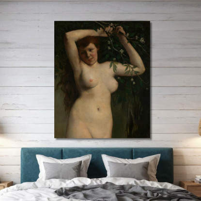 Nudo Con Ramo Fiorito Gustave Courbet cg122 quadro stampato su tela